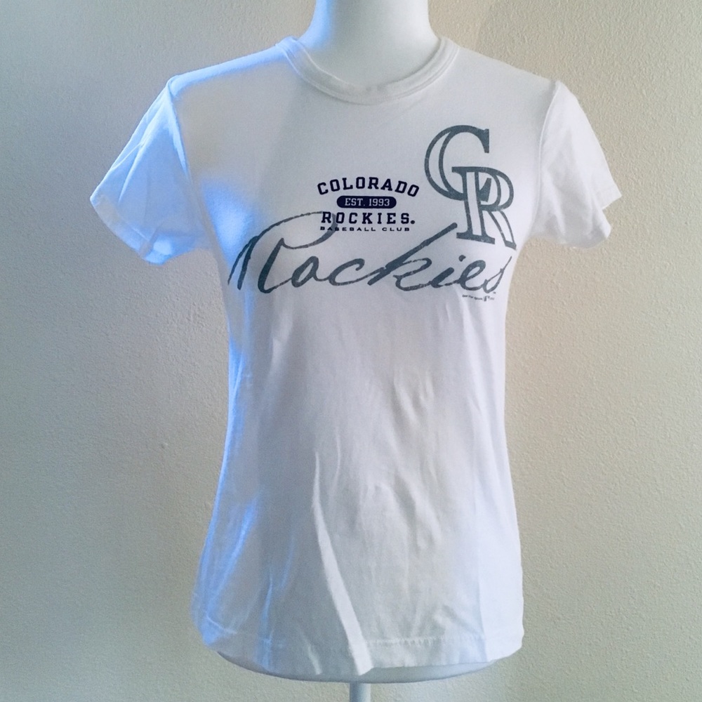 Baseball Colorado Rockies White Cotton Graphic Tee